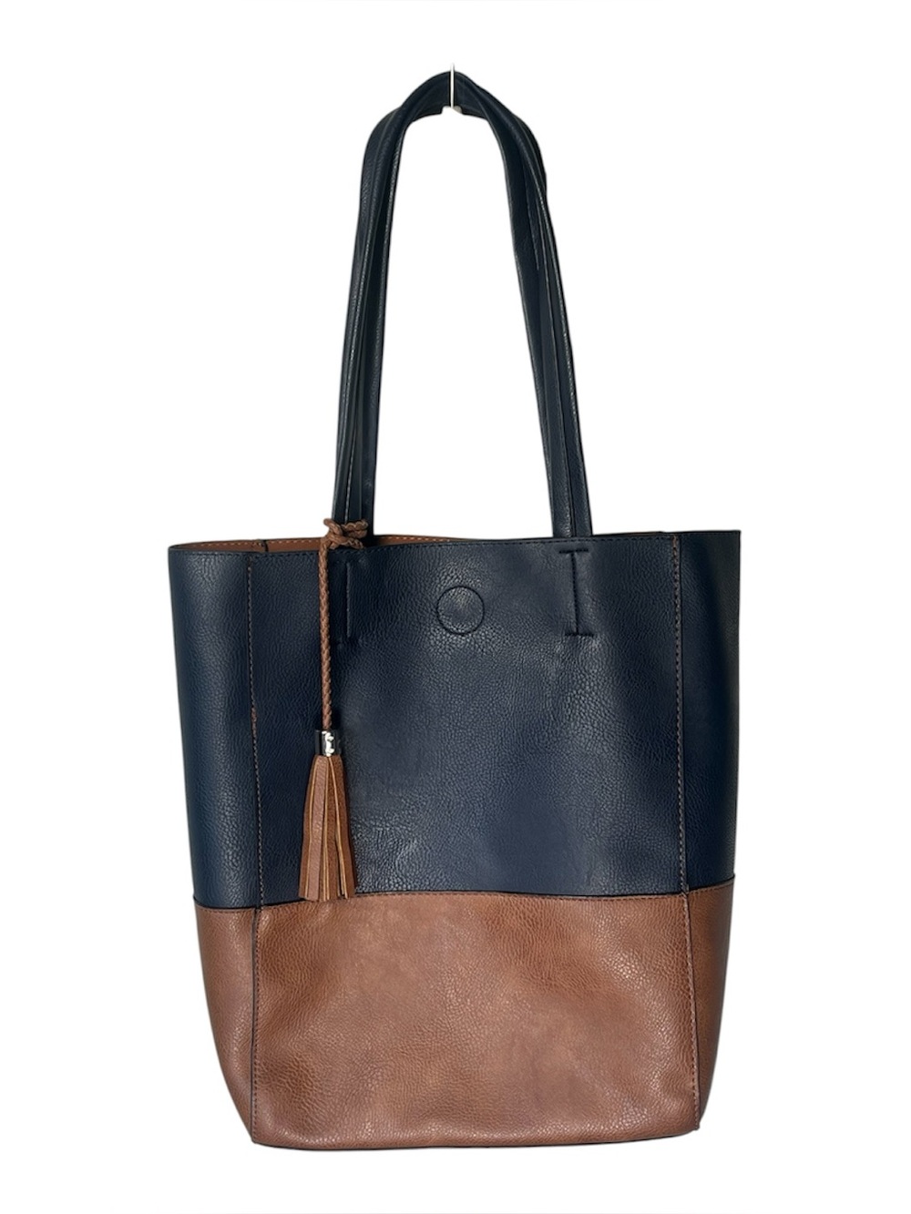 Seven days Lifestyle And Dreams Two Tone Vegan Leather Large Tote With Tassel